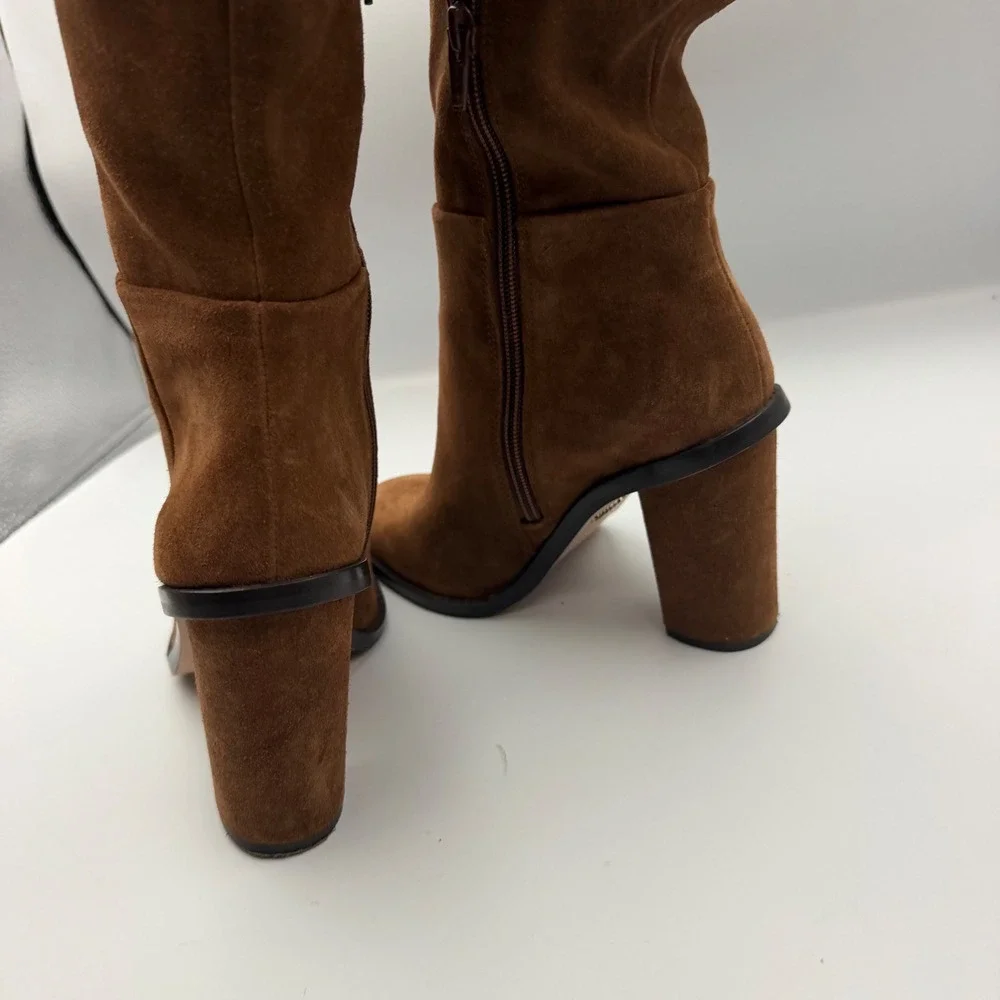 Gianni Bini Brown Suede Over The Knee Block Heel Boots Size 7M